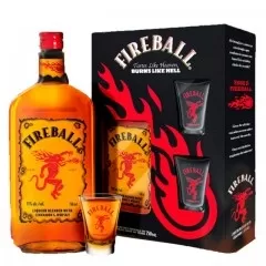 Whisky Fireball Canela 750ml + 2 Copos Shot Exclusivos