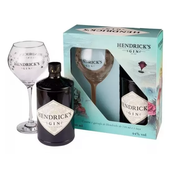 Gin Hendrick`S 750Ml Kit Presente Com Taça Vidro 600Ml