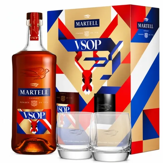 Kit Conhaque Martell V.S.O.P. 700ml Com 2 Copos